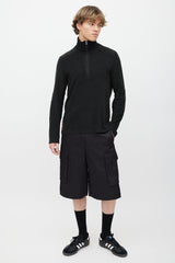 Prada Dark Grey & Black Fleece Quarter Zip Sweater