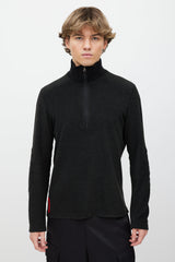Prada Dark Grey & Black Fleece Quarter Zip Sweater