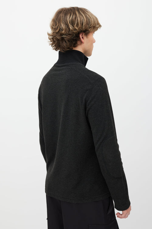 Prada Dark Grey & Black Fleece Quarter Zip Sweater