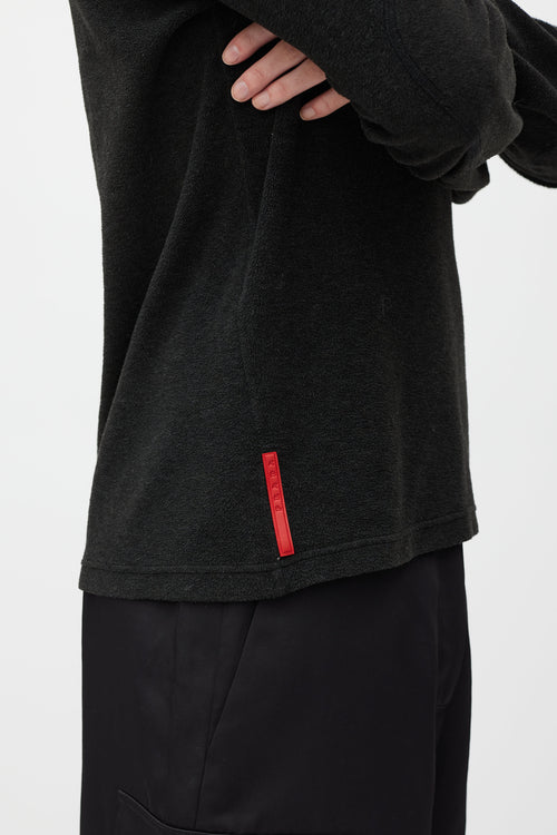 Prada Dark Grey & Black Fleece Quarter Zip Sweater