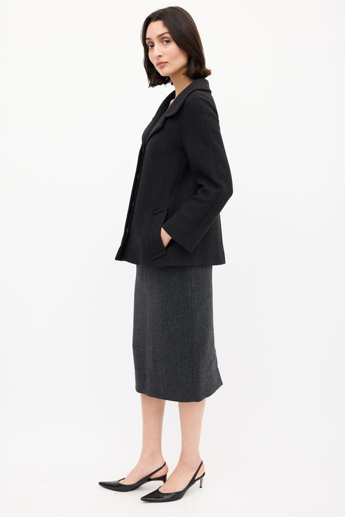 Prada Dark Grey Wool Box Pleat Jacket