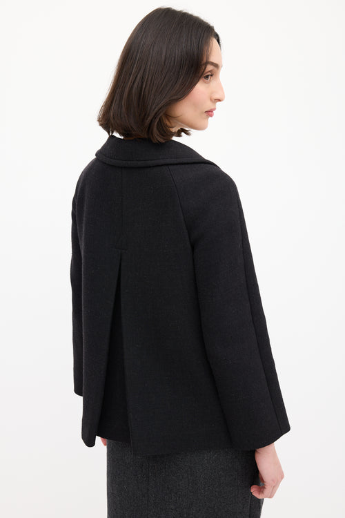 Prada Dark Grey Wool Box Pleat Jacket