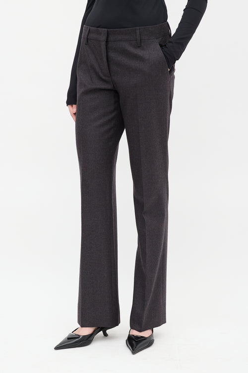 Prada Dark Grey Wool Flared Trouser