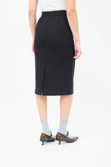 Prada Dark Grey Wool Midi Pencil Skirt