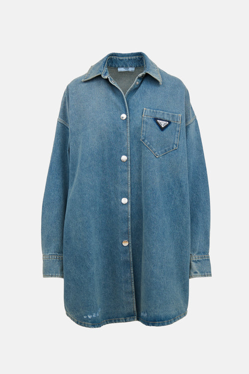 Prada Denim Oversized Logo Shirt