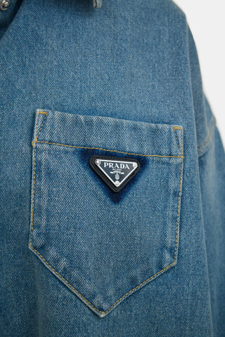 Prada Denim Oversized Logo Shirt