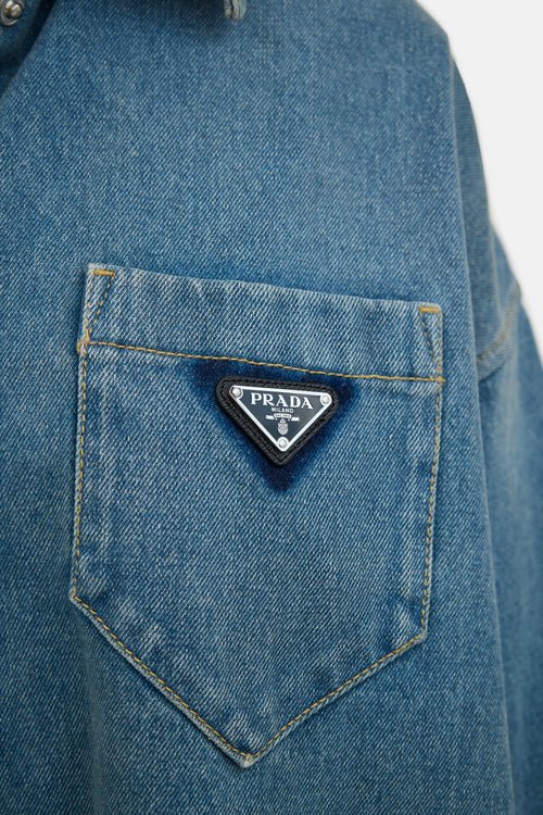Prada Denim Oversized Logo Shirt