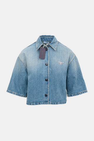 Prada Denim Cropped Logo Shirt