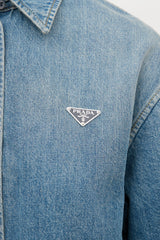 Prada Denim Cropped Logo Shirt