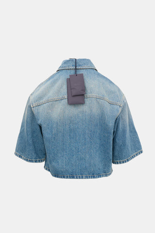 Prada Denim Cropped Logo Shirt
