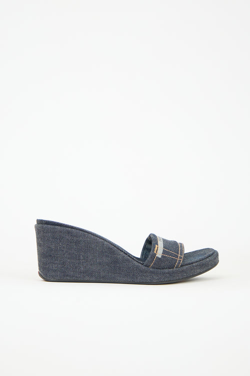 Prada Sport Denim Wedge Sandal