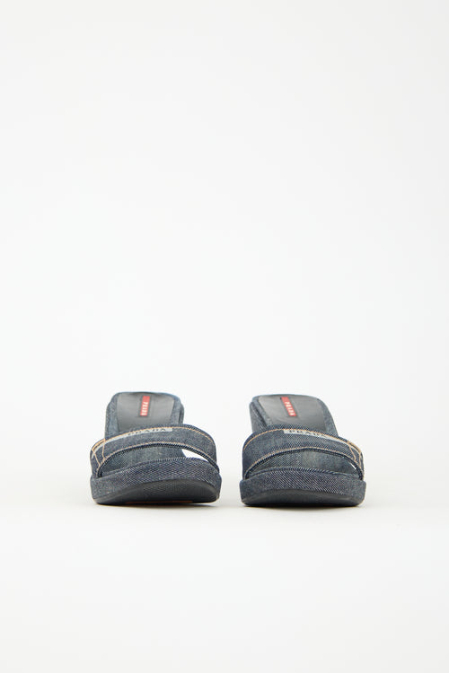 Prada Sport Denim Wedge Sandal