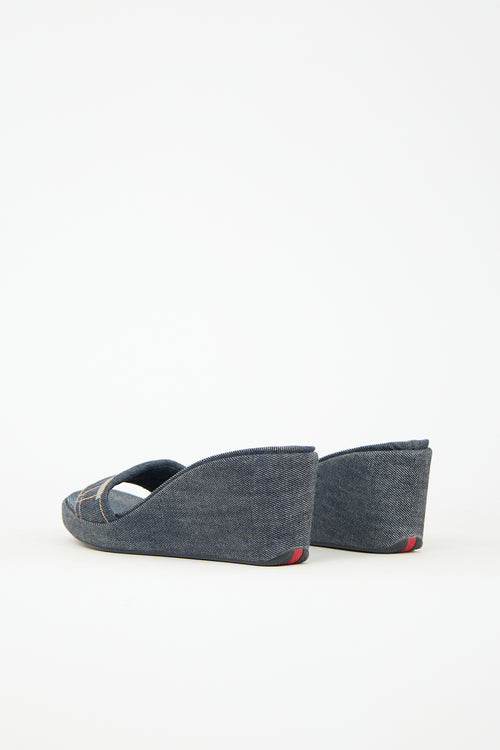 Prada Sport Denim Wedge Sandal