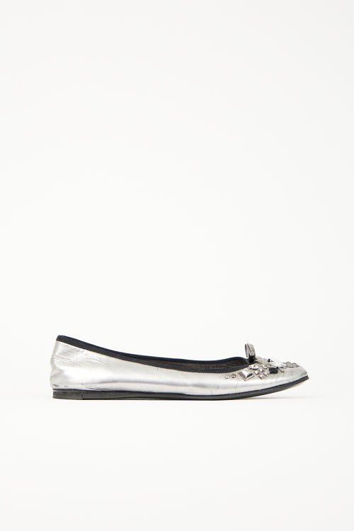 Prada Leather Rhinestone Flat