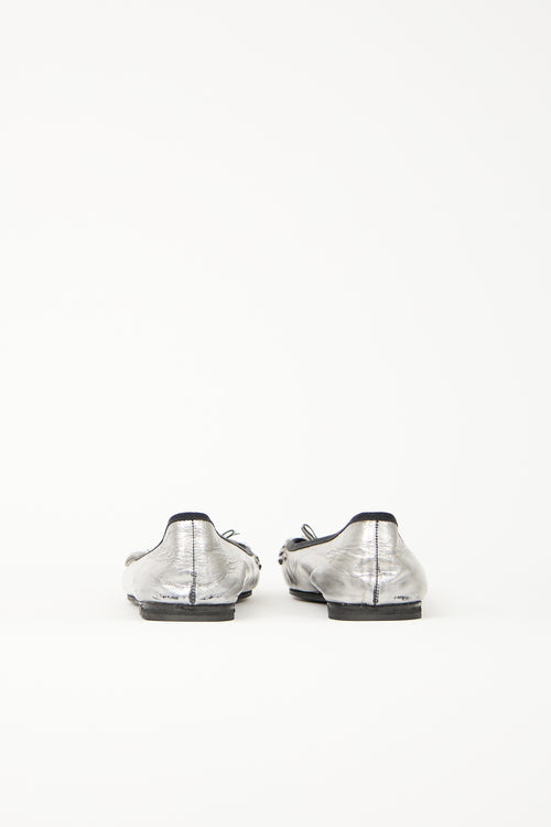 Prada Leather Rhinestone Flat