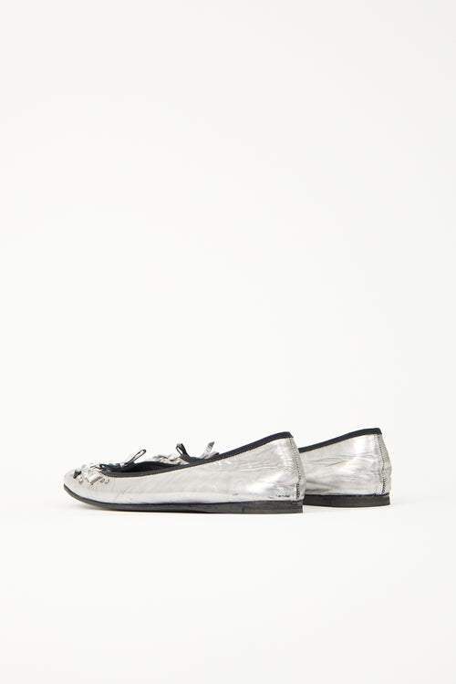 Prada Leather Rhinestone Flat