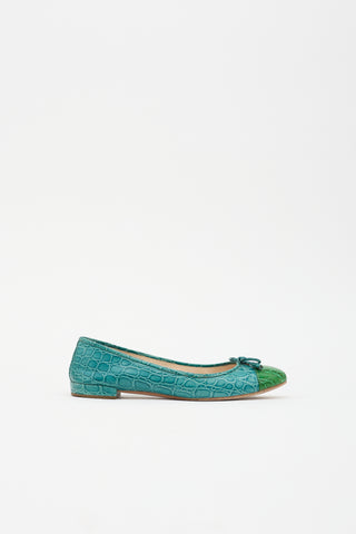 Prada Embossed Leather Ballet Flat