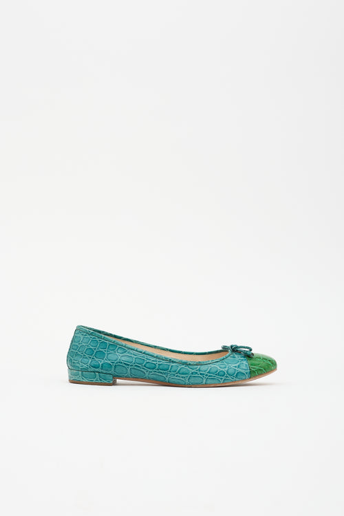 Prada Embossed Leather Ballet Flat