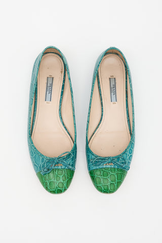 Prada Embossed Leather Ballet Flat