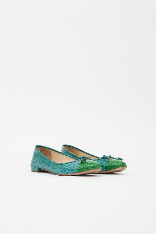 Prada Embossed Leather Ballet Flat