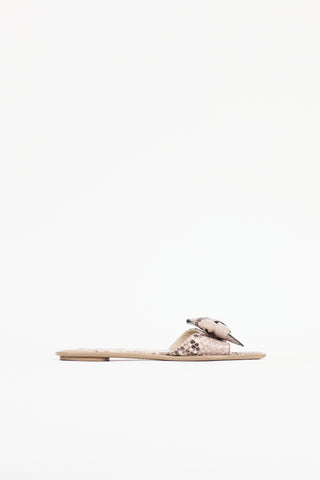 Prada Embossed Leather Bow Slide