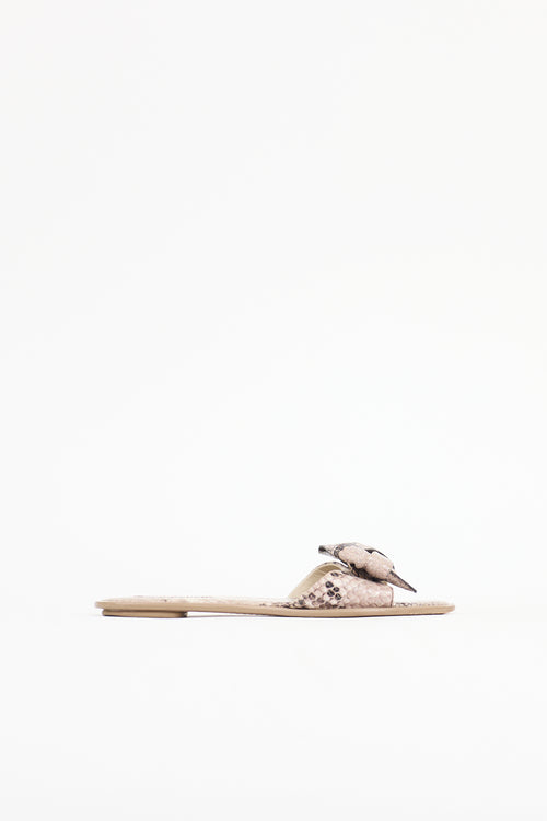 Prada Embossed Leather Bow Slide