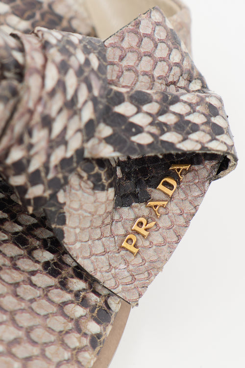 Prada Embossed Leather Bow Slide