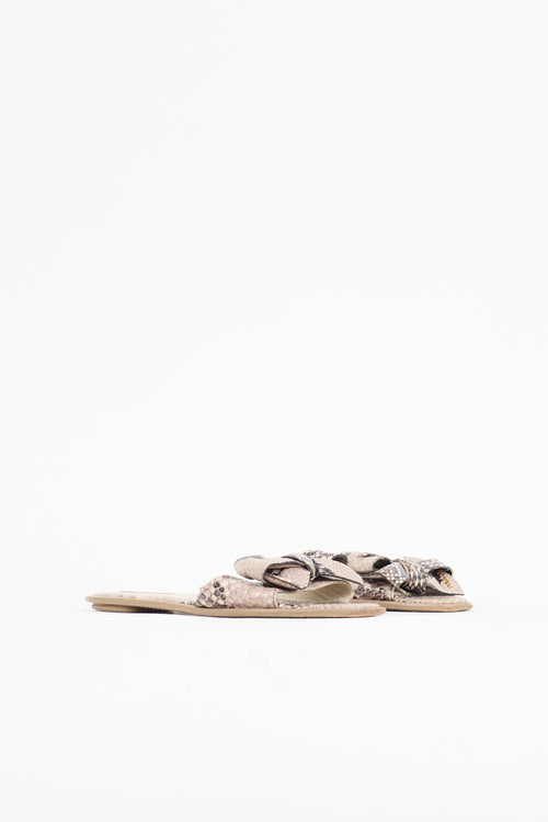 Prada Embossed Leather Bow Slide