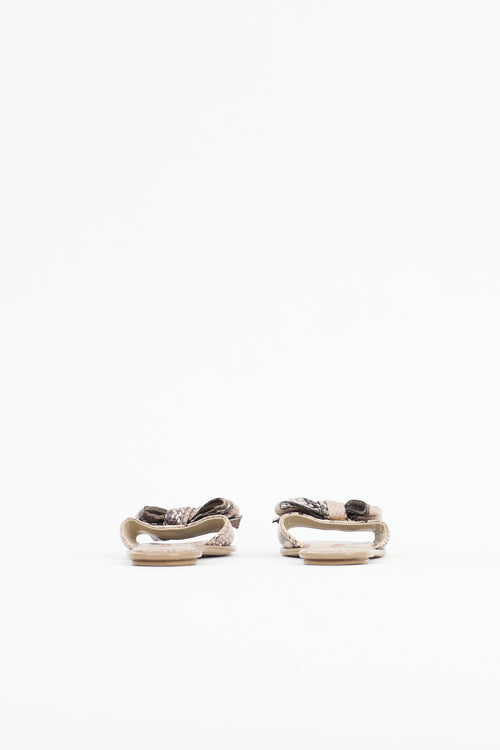 Prada Embossed Leather Bow Slide