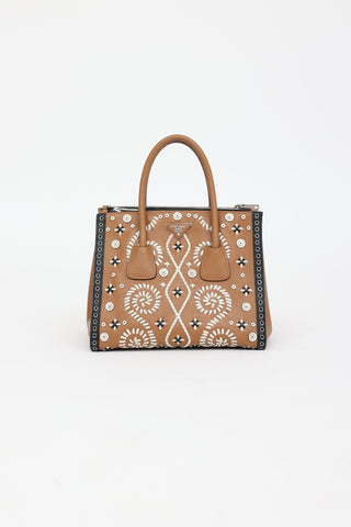 Prada Embroidered Twin Pocket Tote Bag