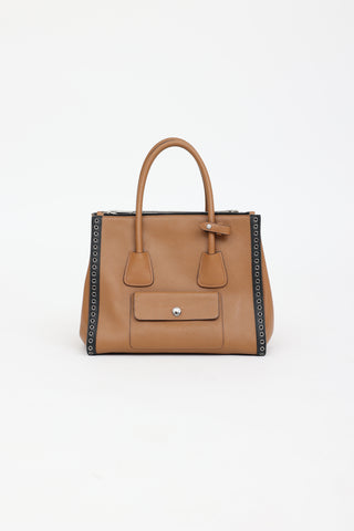 Prada Embroidered Twin Pocket Tote Bag
