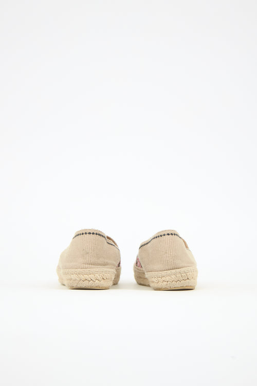 Prada Embroidered Canvas Espadrille Flat