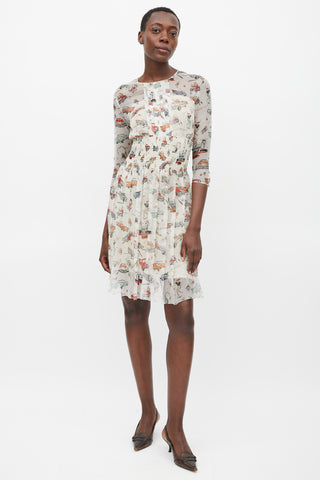 Prada FW 2012 Cream & Multicolour Car Printed Dress