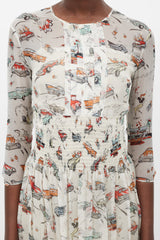 Prada FW 2012 Cream & Multicolour Car Printed Dress
