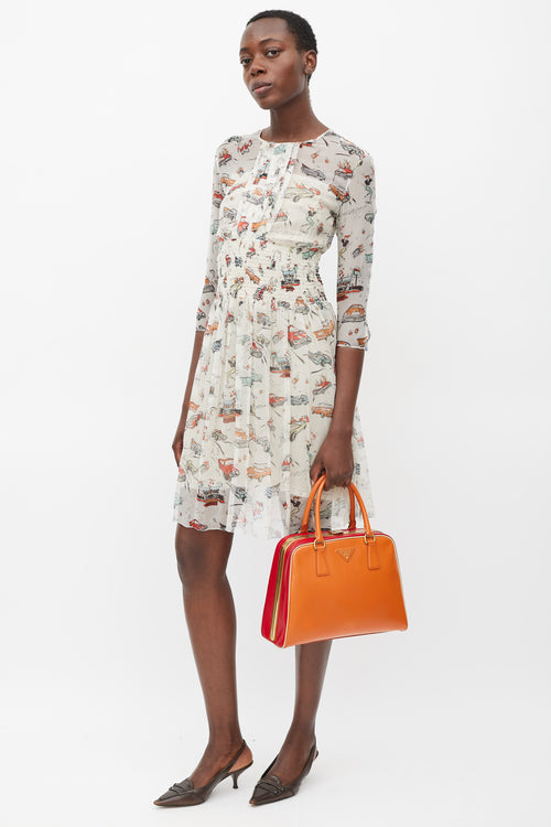 Prada FW 2012 Cream & Multicolour Car Printed Dress