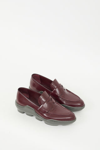 Prada FW 2015 Burgundy & Grey Leather Bubble Loafer