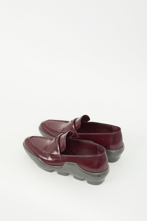 Prada FW 2015 Burgundy & Grey Leather Bubble Loafer