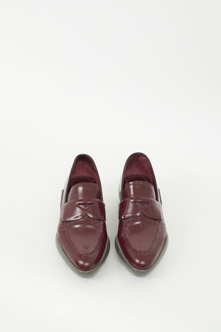 Prada FW 2015 Burgundy & Grey Leather Bubble Loafer