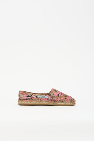 Prada Floral Brocade Espadrille Flat