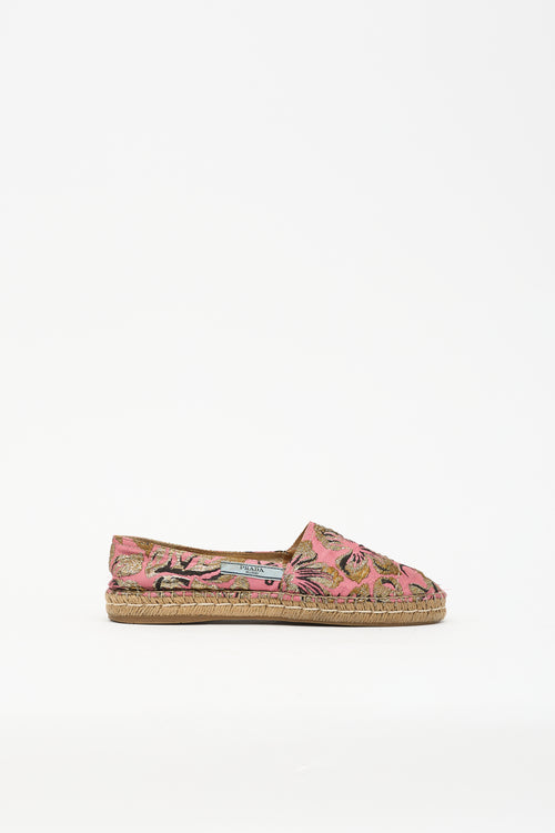 Prada Floral Brocade Espadrille Flat