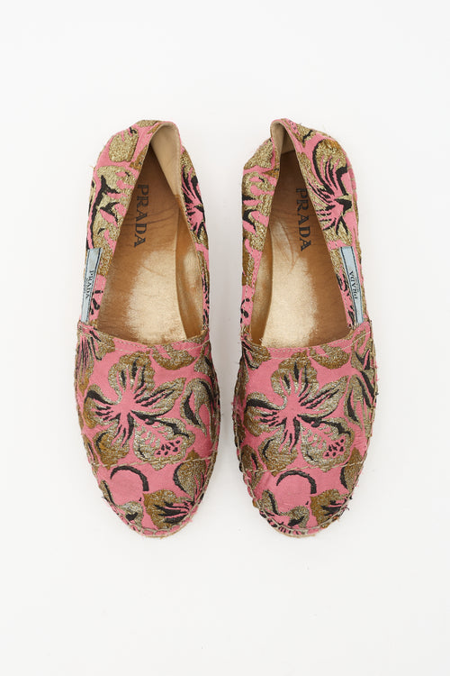 Prada Floral Brocade Espadrille Flat