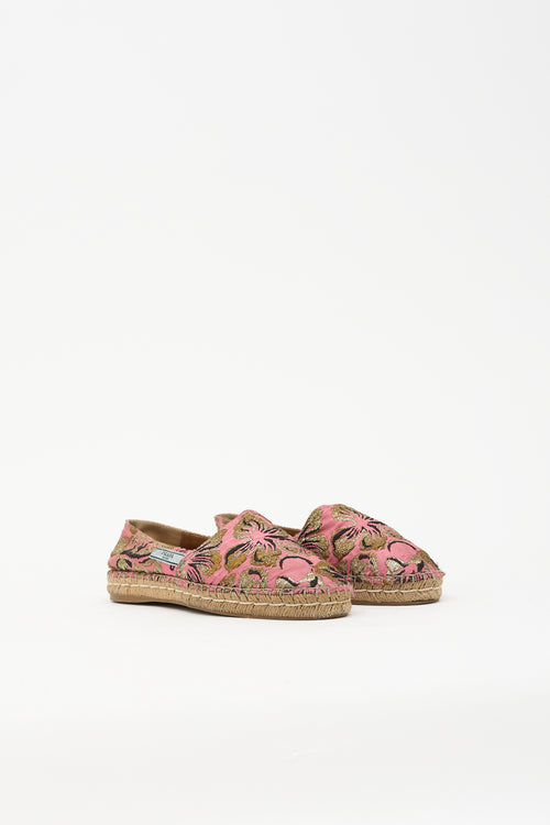 Prada Floral Brocade Espadrille Flat