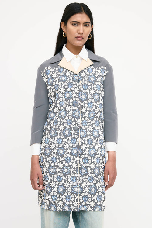 Prada Silk Floral Crochet Coat