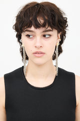 Prada Crystal & Resin Rose Clip On Earrings