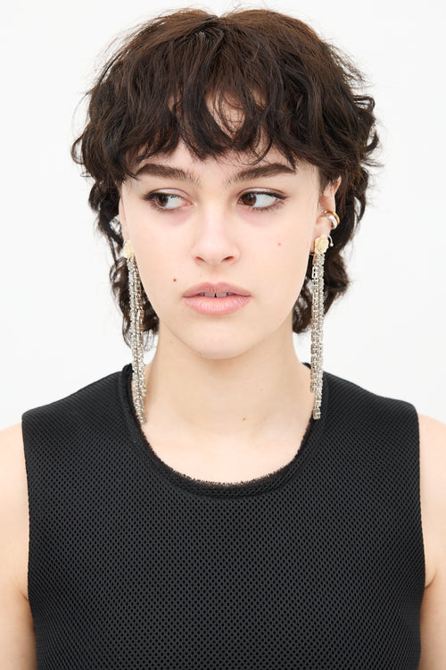 Prada Crystal & Resin Rose Clip On Earrings