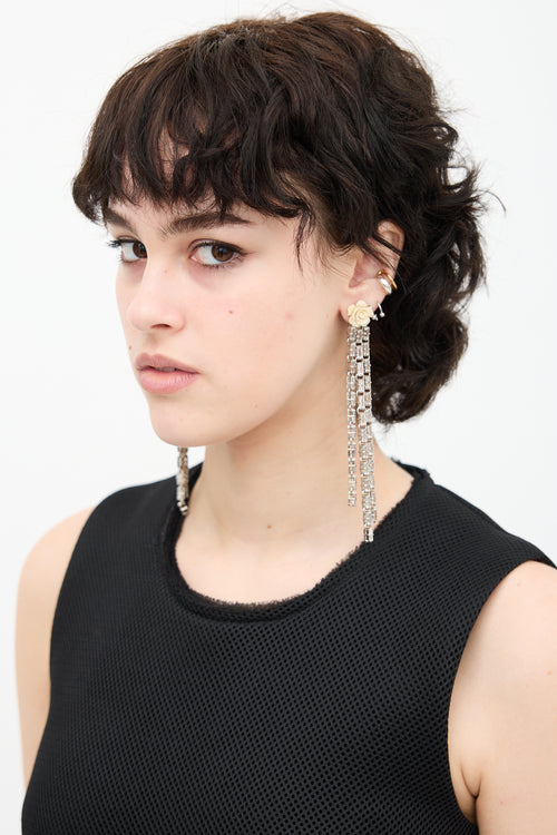Prada Crystal & Resin Rose Clip On Earrings