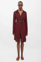 Prada Fuchsia & Brown Crochet Long Cardigan