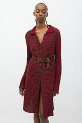 Prada Fuchsia & Brown Crochet Long Cardigan