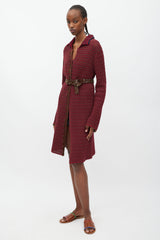 Prada Fuchsia & Brown Crochet Long Cardigan
