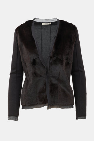 Prada 2000s Silk & Fur Cardigan